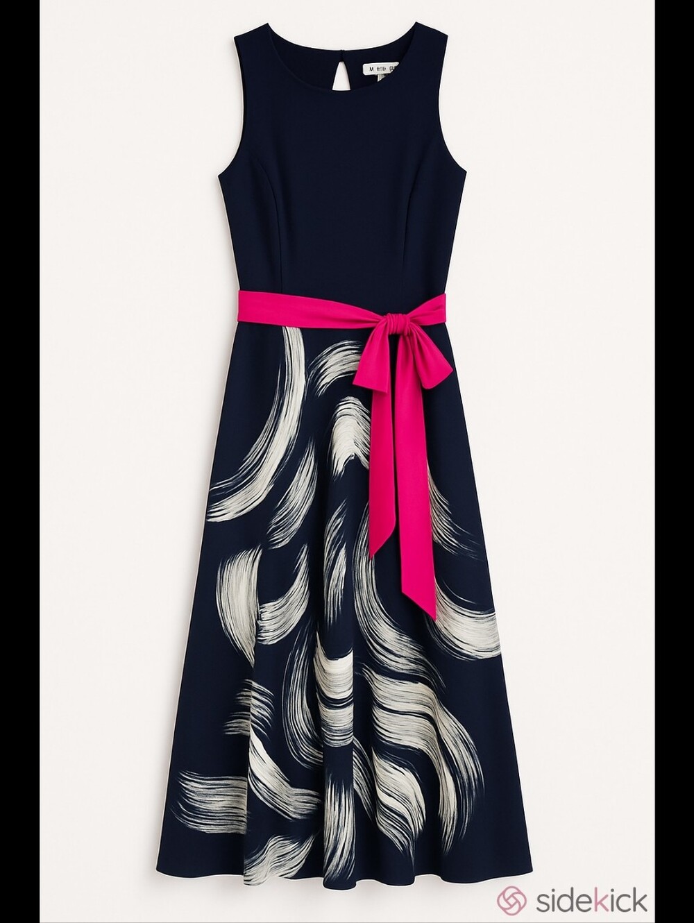 Eliza J Navy Sleeveless Maxi Dress Bold Artistic Skirt Size 14